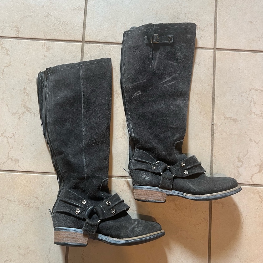 Suede fur lined boots wmns 6
